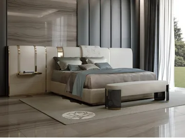 GINKO - Double bed with upholstered headboard _ Bizzotto Italia